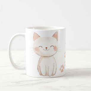 Cute chatte en caricature Mug avec Empreintes de p