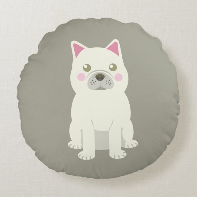 Cute Cheeks French Bulldog Round Pillow (Front)