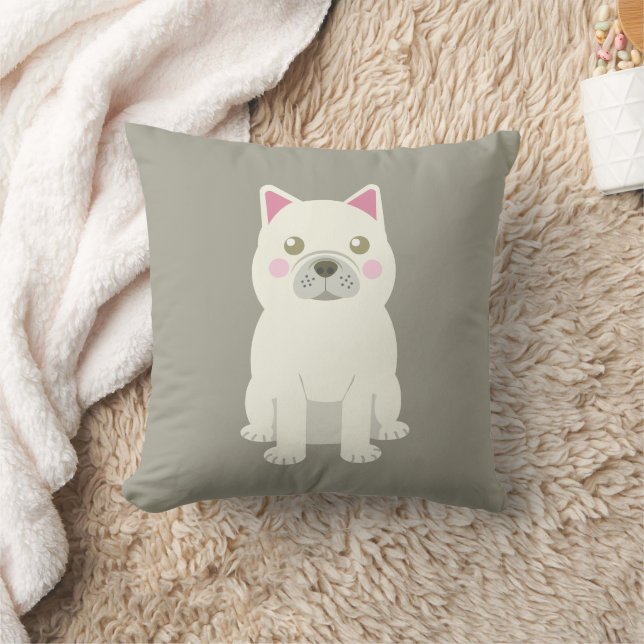 Cute Cheeks French Bulldog Throw Pillow (Blanket)