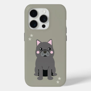 Cute Cheeks Gray French Bulldog iPhone 15 Pro Case