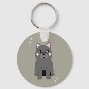 Cute Cheeks Grey French Bulldog Keychain