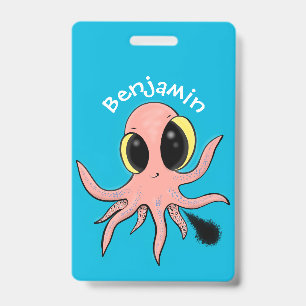 Cute, cheeky baby octopus cartoon badge