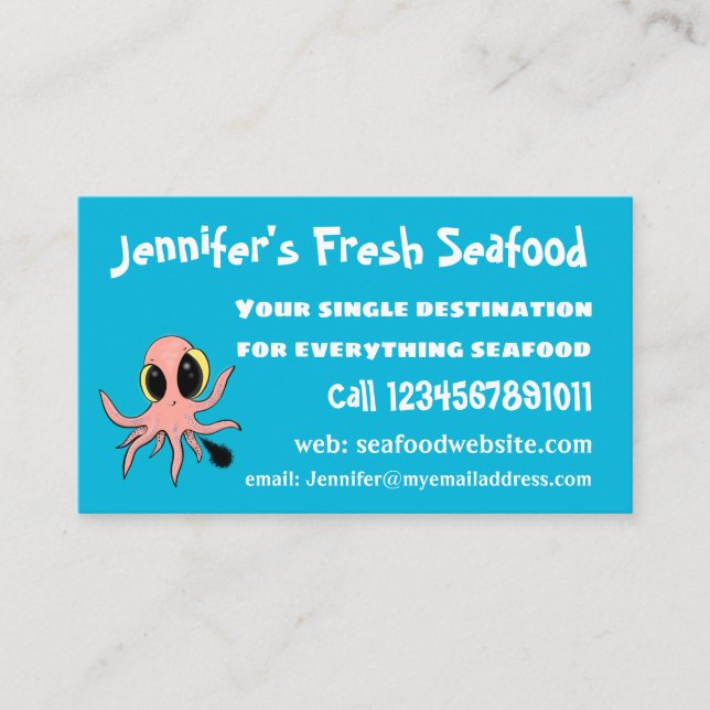 Cute, cheeky baby octopus cartoon business card (Front)