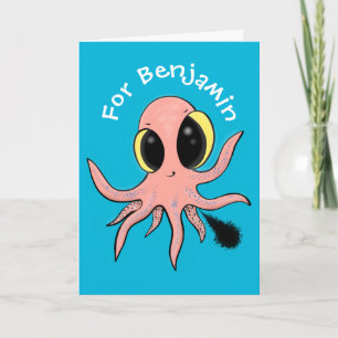 Cute, cheeky baby octopus cartoon card