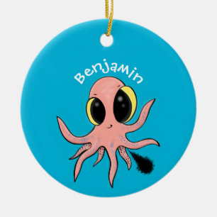 Cute, cheeky baby octopus cartoon ceramic ornament