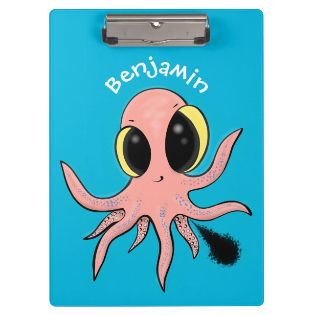 Cute, cheeky baby octopus cartoon clipboard (Front)