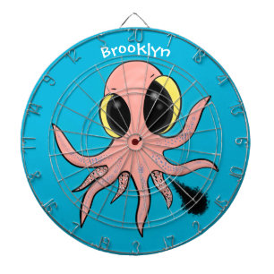 Cute, cheeky baby octopus cartoon dartboard