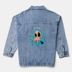 Cute, cheeky baby octopus cartoon denim jacket