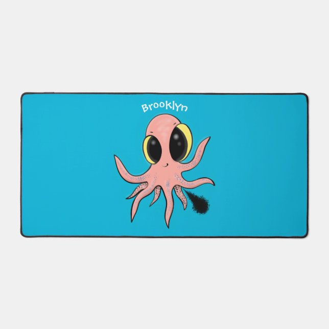 Cute, cheeky baby octopus cartoon desk mat (Front)