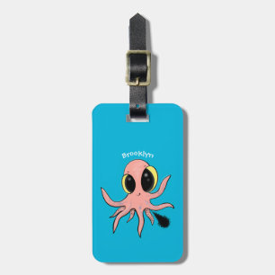 Cute, cheeky baby octopus cartoon luggage tag