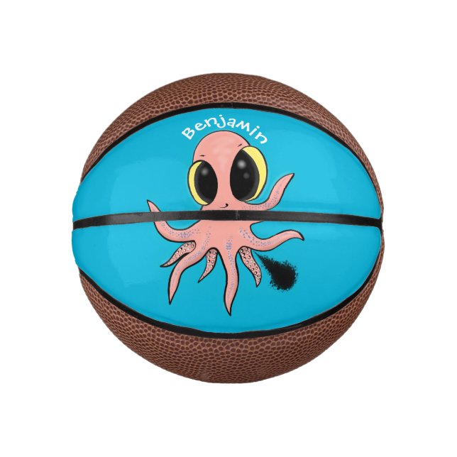 Cute, cheeky baby octopus cartoon mini basketball (Front)