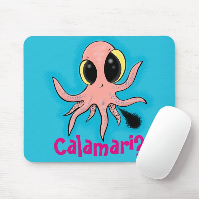 Cute, cheeky baby octopus cartoon mouse pad (With Mouse)