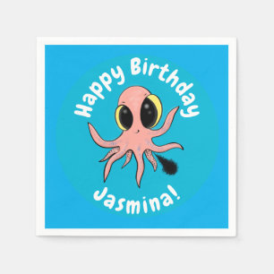 Cute, cheeky baby octopus cartoon napkin