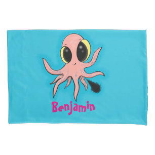 Cute, cheeky baby octopus cartoon pillowcase