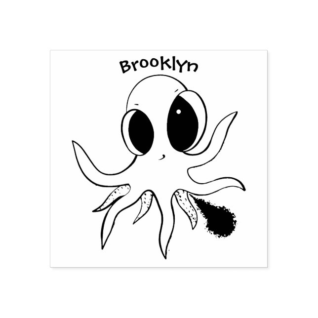 Cute, cheeky baby octopus cartoon rubber stamp (Imprint)