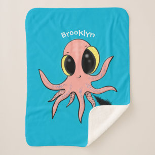 Cute, cheeky baby octopus cartoon sherpa blanket