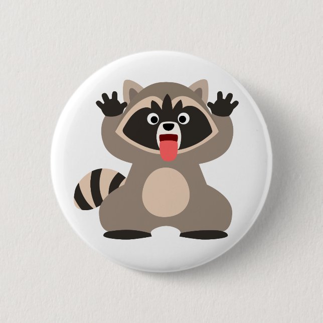 Cute Cheeky Cartoon Raccoon 2 Inch Round Button (Front)
