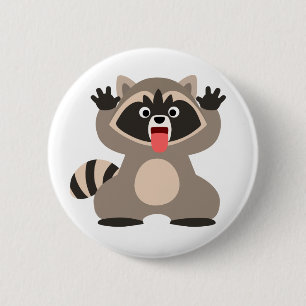 Cute Cheeky Cartoon Raccoon 2 Inch Round Button