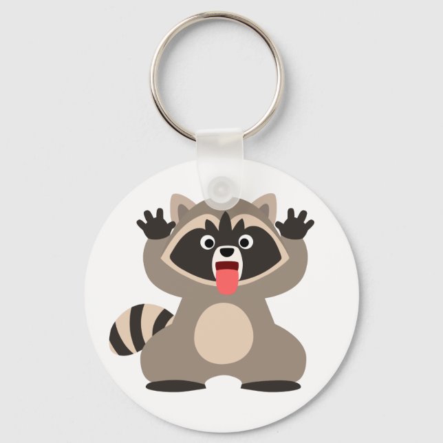 Cute Cheeky Cartoon Raccoon Keychain (Front)