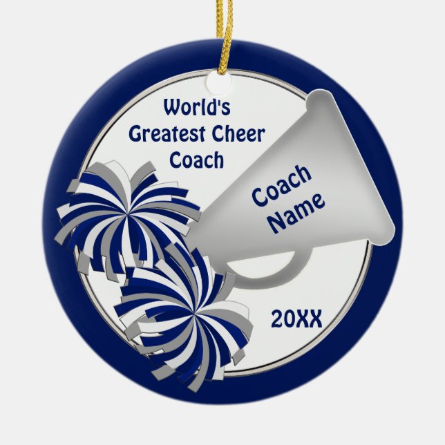 Cute Cheer Coach Gift Ideas PERSONALIZED Ceramic Ornament (Front)
