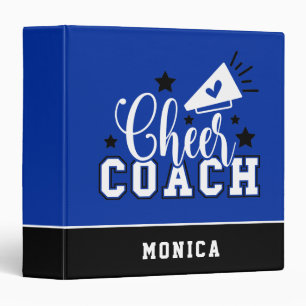 Cute Cheer Coach Personalized Blue & Black Binder