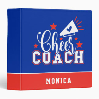 Cute Cheer Coach Personalized Blue & Red Binder