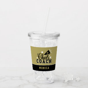 Cute Cheer Coach Personalized Gold & Black Acrylic Tumbler