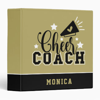 Cute Cheer Coach Personalized Gold & Black Binder