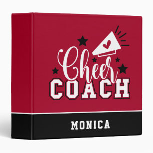 Cute Cheer Coach Personalized Red & Black Binder