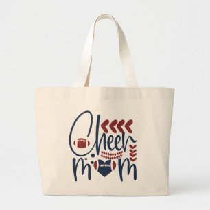 cute Cheer Mom word art Large Tote Bag