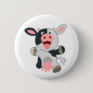 Cute Cheerful Cartoon Cow 2 Inch Round Button