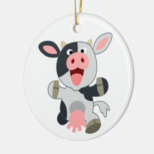 Cute Cheerful Cartoon Cow Ceramic Ornament