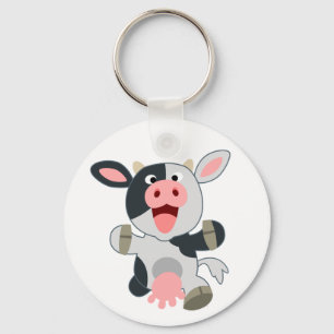 Cute Cheerful Cartoon Cow Keychain
