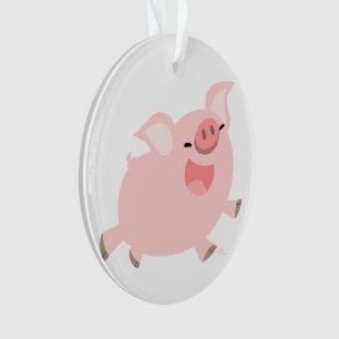 Cute Cheerful Cartoon Pig Acrylic Ornament