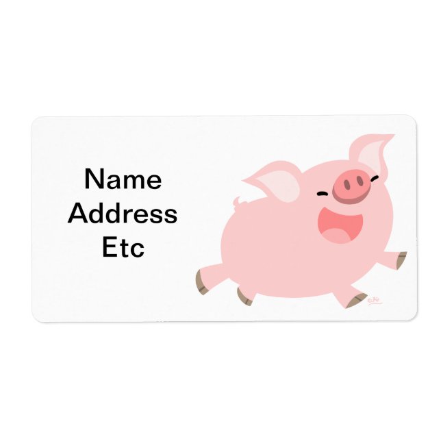 Cute Cheerful Cartoon Pig Shipping Label (Front)