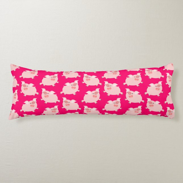 Cute Cheerful Cartoon Pigs Pattern Body Pillow (Front)
