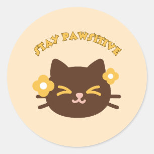 Cute Cheerful Cat Classic Round Sticker