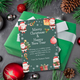 Cute Cheerful Red Santa Claus Christmas Holiday Card