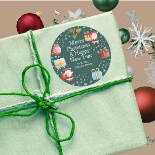 Cute Cheerful Red Santa Merry Christmas Sticker