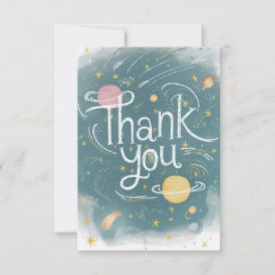 Cute Cheerful Starry Celestial Thank You Card