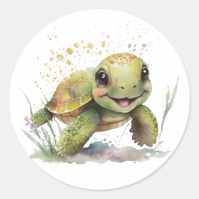 Cute Cheerful Tortoise Stickers (Front)