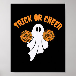 Cute Cheerleader Ghost Cheerleading Trick Or Treat Poster