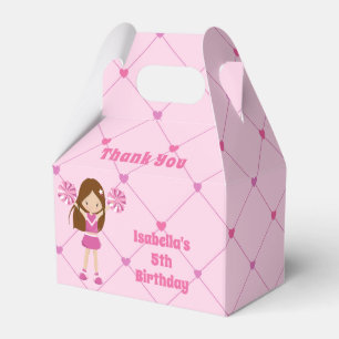 Cute Cheerleader Girl Pink Custom Birthday Party Favor Box