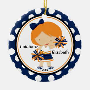 Cute Cheerleader Little Sister Christmas Ornament