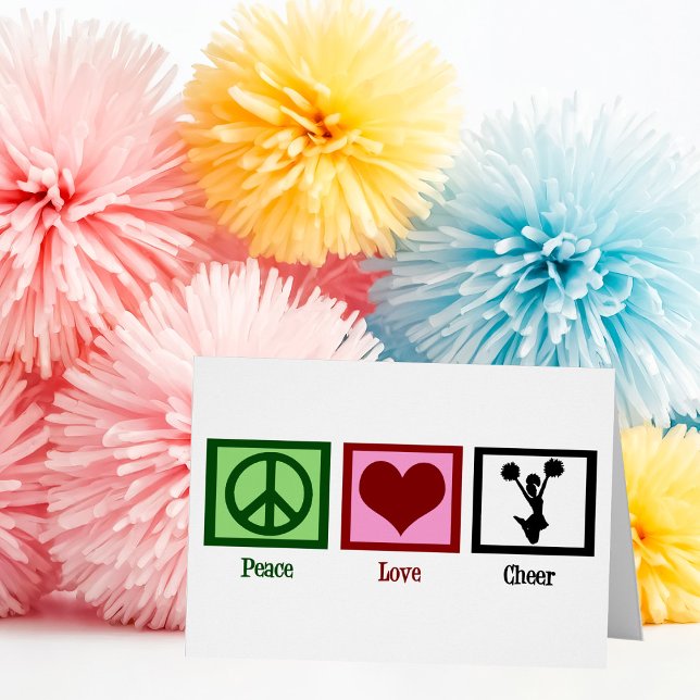 Cute Cheerleading Peace Love Cheer Card (Creator Uploaded)