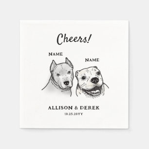 Cute Cheers Personalized 2 Dogs Wedding Cocktail  Napkin