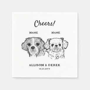 Cute Cheers Personalized 2 Dogs Wedding Cocktail  Napkin