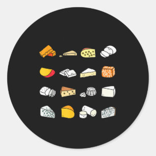 Cute Cheese Types Funny Dairy Food Lover Classic Round Sticker
