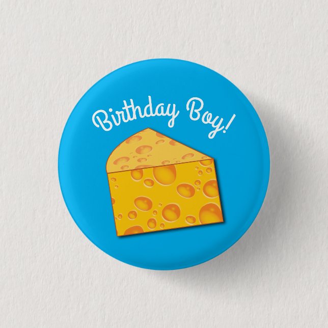 Cute Cheese Wedge Kids 1st Birthday Party 1 Inch Round Button (Front)