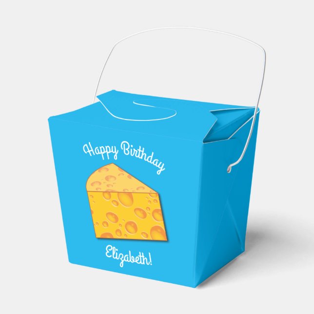 Cute Cheese Wedge Kids 1st Birthday Party Favor Box (Front Side)